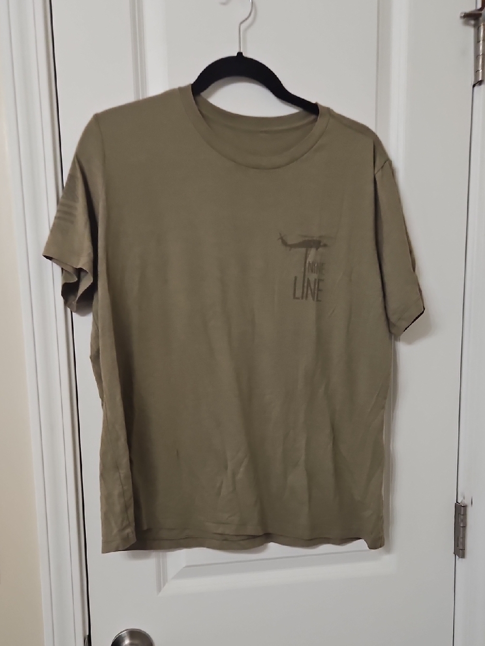 Classic Olive Short Sleeve Tee with Subtle Graphic